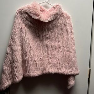 Pink poncho top. One size, warm! 100% rabbit fur. Small or medium